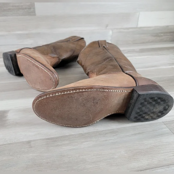 Laredo 2 Tone Brown Leather Western Cowgirl Boots Women's Size 8.5M USA Made - Picture 15 of 16